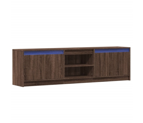 Mueble de TV LED madera ingeniería marrón roble 180x34x50 cm