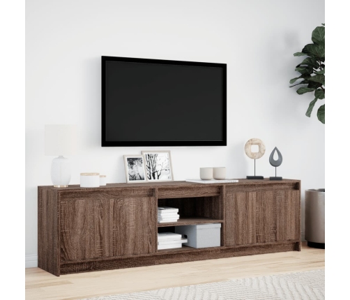 Mueble de TV LED madera ingeniería marrón roble 180x34x50 cm