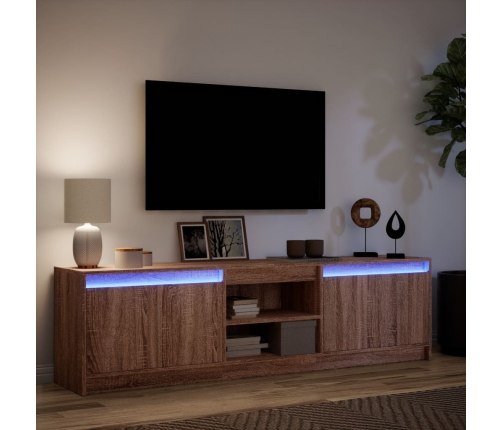 Mueble de TV LED madera ingeniería marrón roble 180x34x50 cm