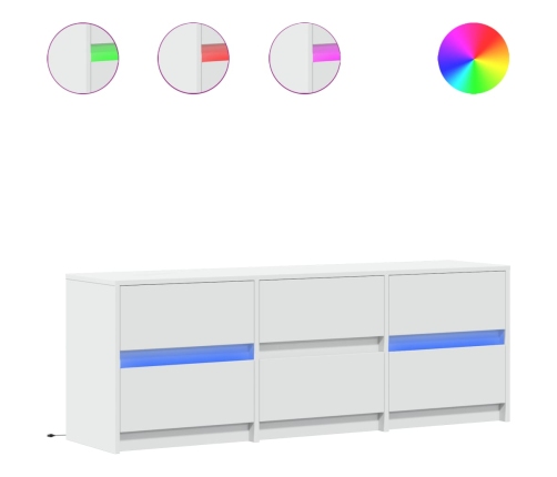 Mueble de TV con LED madera de ingeniería blanco 140x34x50 cm