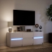 Mueble de TV con LED madera de ingeniería blanco 140x34x50 cm