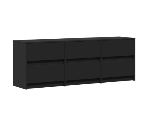 Mueble de TV con LED madera de ingeniería negro 140x34x50 cm