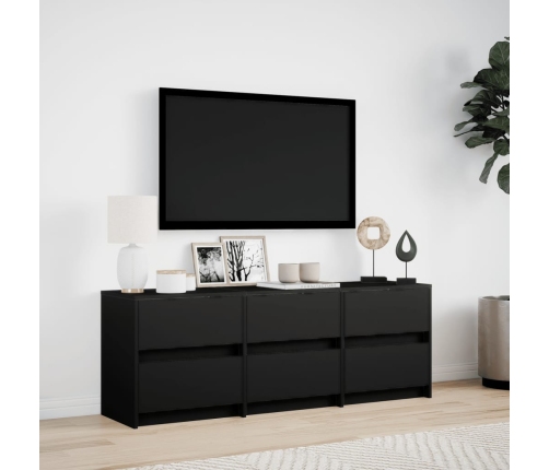 Mueble de TV con LED madera de ingeniería negro 140x34x50 cm