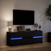 Mueble de TV con LED madera de ingeniería negro 140x34x50 cm