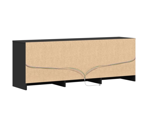 Mueble de TV con LED madera de ingeniería negro 140x34x50 cm