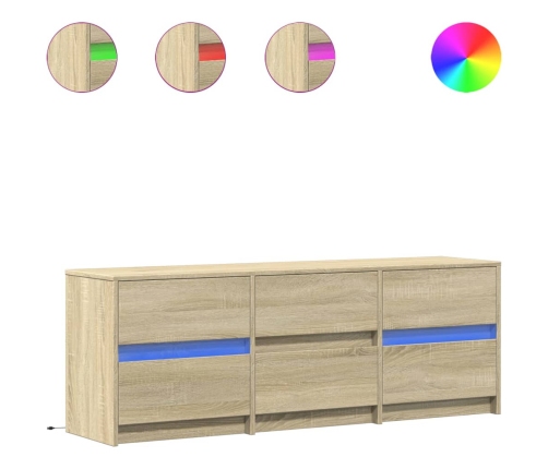 Mueble de TV LED madera de ingeniería roble Sonoma 140x34x50 cm