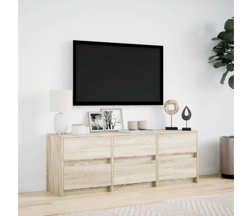 Mueble de TV LED madera de ingeniería roble Sonoma 140x34x50 cm