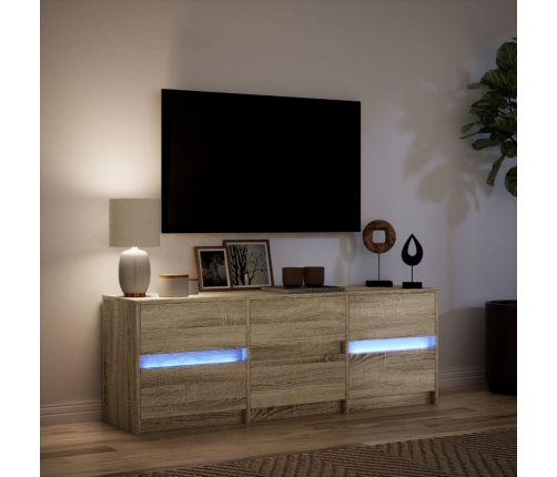 Mueble de TV LED madera de ingeniería roble Sonoma 140x34x50 cm