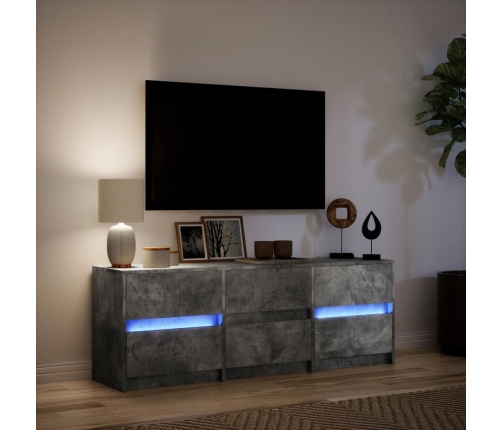 Mueble de TV LED madera ingeniería gris hormigón 140x34x50 cm