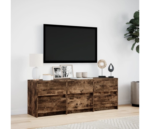 Mueble de TV LED madera ingeniería roble ahumado 140x34x50 cm