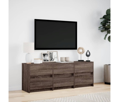 Mueble de TV LED madera ingeniería marrón roble 140x34x50 cm