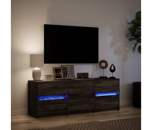 Mueble de TV LED madera ingeniería marrón roble 140x34x50 cm