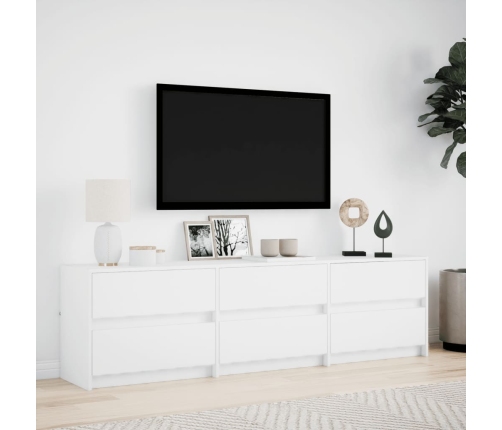 Mueble de TV con LED madera de ingeniería blanco 180x34x50 cm