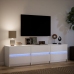 Mueble de TV con LED madera de ingeniería blanco 180x34x50 cm