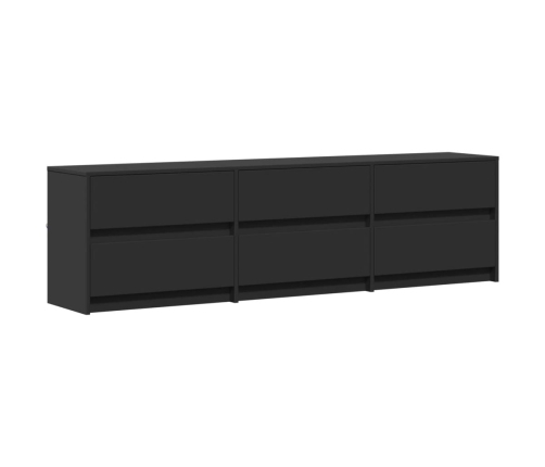 Mueble de TV con LED madera de ingeniería negro 180x34x50 cm