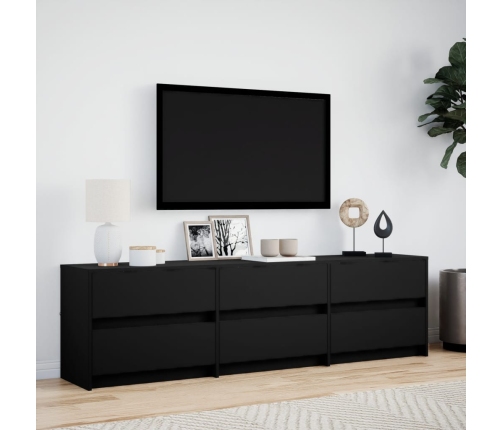 Mueble de TV con LED madera de ingeniería negro 180x34x50 cm