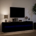 Mueble de TV con LED madera de ingeniería negro 180x34x50 cm