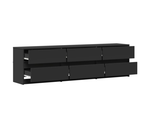 Mueble de TV con LED madera de ingeniería negro 180x34x50 cm