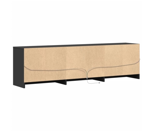 Mueble de TV con LED madera de ingeniería negro 180x34x50 cm