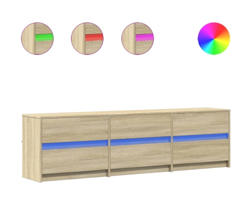 Mueble de TV LED madera de ingeniería roble Sonoma 180x34x50 cm