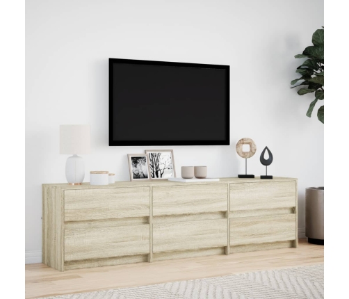 Mueble de TV LED madera de ingeniería roble Sonoma 180x34x50 cm