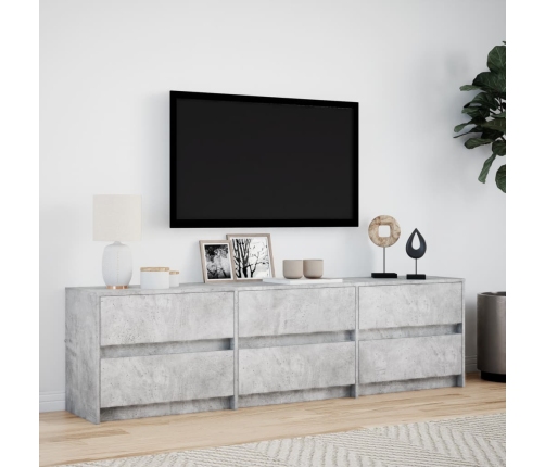 Mueble de TV LED madera ingeniería gris hormigón 180x34x50 cm