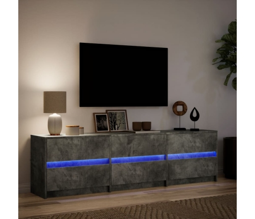 Mueble de TV LED madera ingeniería gris hormigón 180x34x50 cm