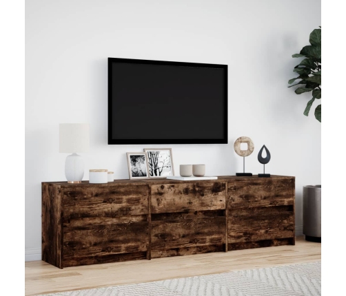 Mueble de TV LED madera ingeniería roble ahumado 180x34x50 cm