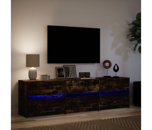 Mueble de TV LED madera ingeniería roble ahumado 180x34x50 cm