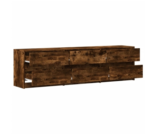 Mueble de TV LED madera ingeniería roble ahumado 180x34x50 cm