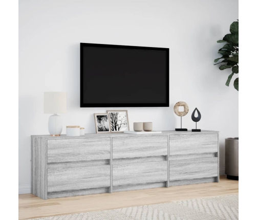 Mueble de TV con LED madera ingeniería gris Sonoma 180x34x50 cm