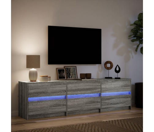 Mueble de TV con LED madera ingeniería gris Sonoma 180x34x50 cm