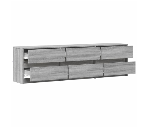 Mueble de TV con LED madera ingeniería gris Sonoma 180x34x50 cm