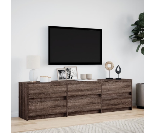 Mueble de TV LED madera ingeniería marrón roble 180x34x50 cm