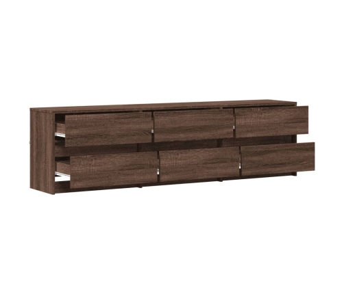 Mueble de TV LED madera ingeniería marrón roble 180x34x50 cm