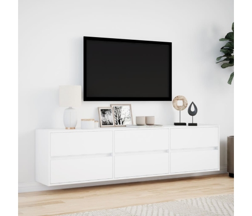 Mueble de TV de pared con LED blanco 180x31x45 cm