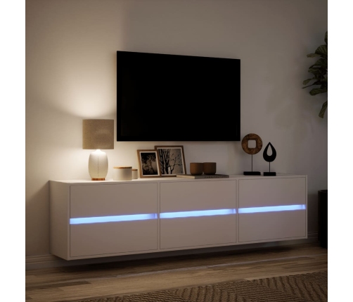 Mueble de TV de pared con LED blanco 180x31x45 cm