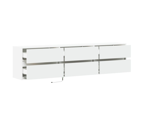 Mueble de TV de pared con LED blanco 180x31x45 cm