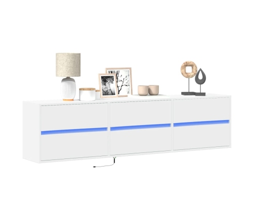 Mueble de TV de pared con LED blanco 180x31x45 cm