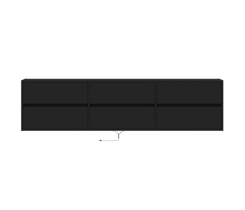 Mueble de TV de pared con LED negro 180x31x45 cm