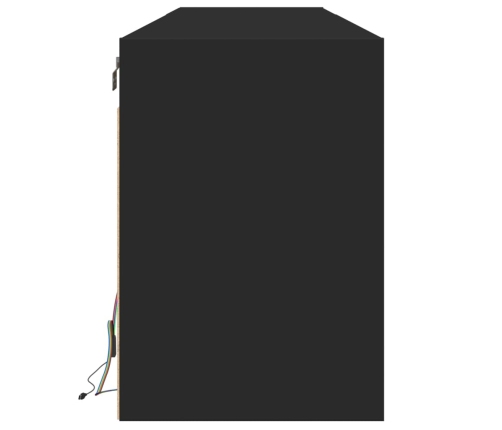 Mueble de TV de pared con LED negro 180x31x45 cm