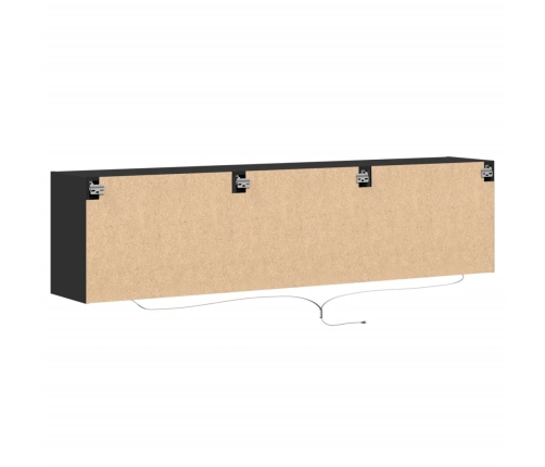 Mueble de TV de pared con LED negro 180x31x45 cm