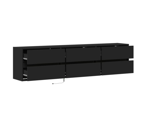 Mueble de TV de pared con LED negro 180x31x45 cm