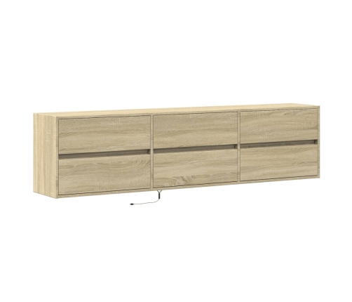 Mueble de TV de pared con LED roble Sonoma 180x31x45 cm