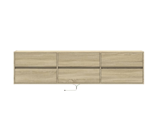 Mueble de TV de pared con LED roble Sonoma 180x31x45 cm