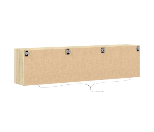 Mueble de TV de pared con LED roble Sonoma 180x31x45 cm