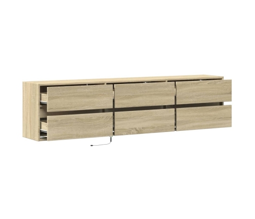 Mueble de TV de pared con LED roble Sonoma 180x31x45 cm