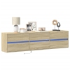 Mueble de TV de pared con LED roble Sonoma 180x31x45 cm