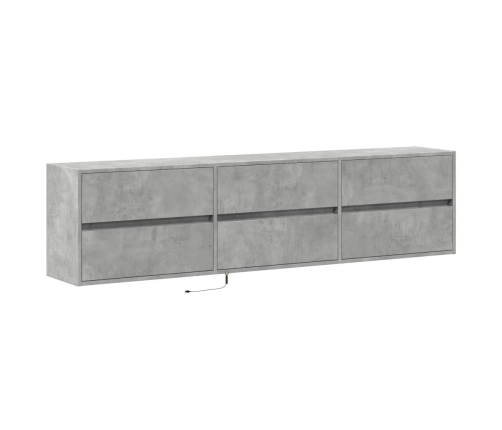 Mueble de TV de pared con LED gris hormigón 180x31x45 cm