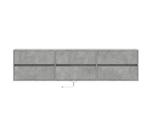 Mueble de TV de pared con LED gris hormigón 180x31x45 cm